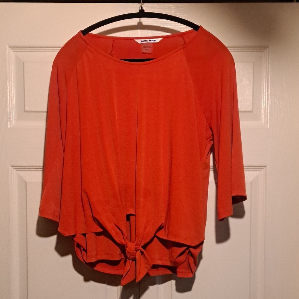 💥Peter Nygard Women's Orange Redish Tie-Front Stretchy and comfortable blouse